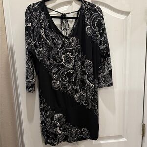 White House Black Market Black and White Paisley Dress